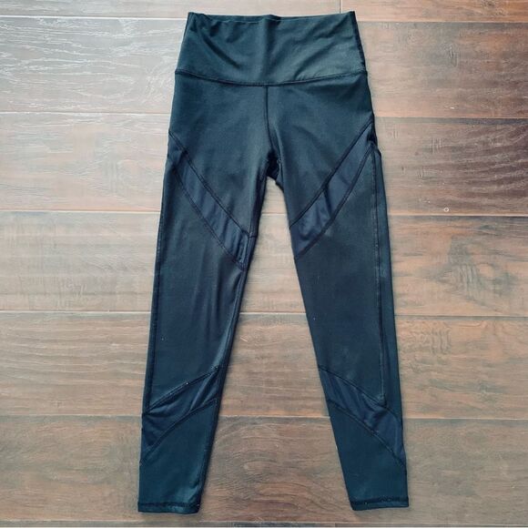 aerie Black Mesh High-Rise/Waisted Cropped 23" Leggings | Size: S - Picture 2 of 12